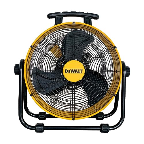 DEWALT DXF-2042 High-Velocity Industrial,Floor,Drum,Barn,Warehouse Fan Heavy Duty Mover Portable Air Circulator 3-Speed Adjustable Tilt, 20", Yellow DEWALT