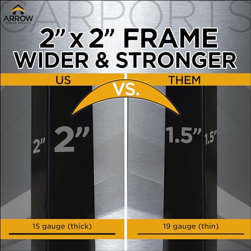 Arrow Carports Galvanized Steel Carport, Full-Size Metal Carport Kit, 12' x 20' x 9', Eggshell Arrow