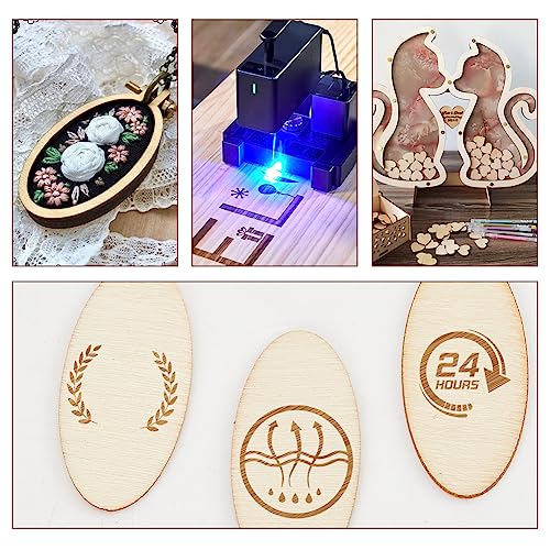 NBEADS 100 Pcs Unfinished Wood Cutouts, Oval Shape Wood Pieces Wooden Cutouts Wood Discs Slices Natural Wood Embellishments for Drawing Art Craft NBEADS