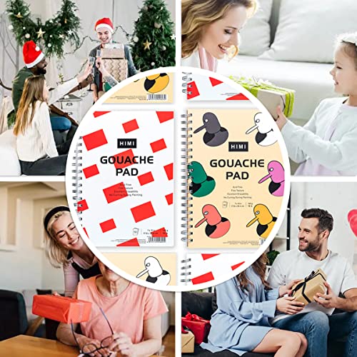 HIMI Gouache Pad 7X10''(98lb/160g) 50 Sheets Mix Paper Pad, Side Wire Bound, Fine Texture, in Gouache Acrylic Art Pad for Sketching, Ink Sketch Book, HIMI