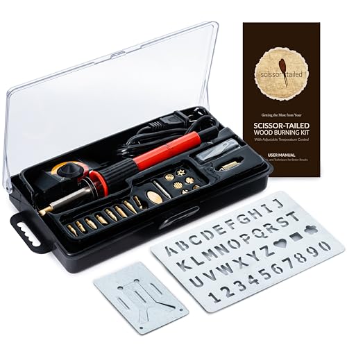 Wood Burning Kit 22PCS, Adjustable Temperature Pen with 18 Tips&Accessories All in a Storage Case - Complete Gift for Mastering The Art of Pyrography Scissor-Tailed