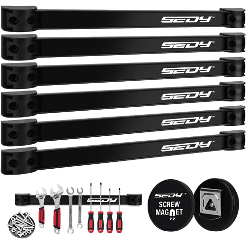 Magnetic Tool Holder Storage Organizer: 7-Piece Garage Wall Mount Rack Organization Strip Power Magnet Organizers Mounted Workbench Board Slatwall SEDY