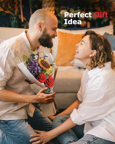 Rowood Artifical Flowers,Wooden Flower Bouquet Building Sets for Adults,Botanical Collection,Unique Home Decor,Gift for Women/Mom/Her/Him on Birthday RoWood