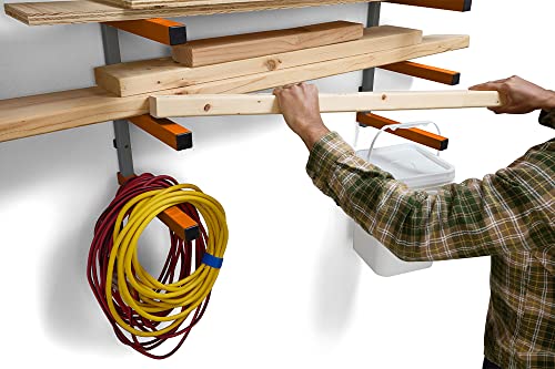 Bora Wood Organizer and Lumber Storage Metal Rack with 6-Level Wall Mount – Indoor and Outdoor Use, In Orange | PBR-001 Bora