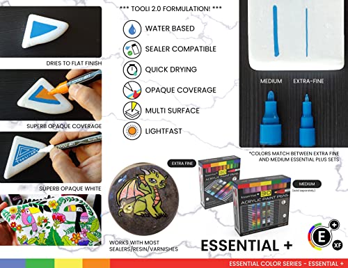 TOOLI-ART Acrylic Paint Pens Assorted Vibrant Markers for Rock Painting, Canvas, Glass, Mugs, Wood, Fabric, Metal, Ceramics. Non Toxic, Quick Dry, TOOLI-ART