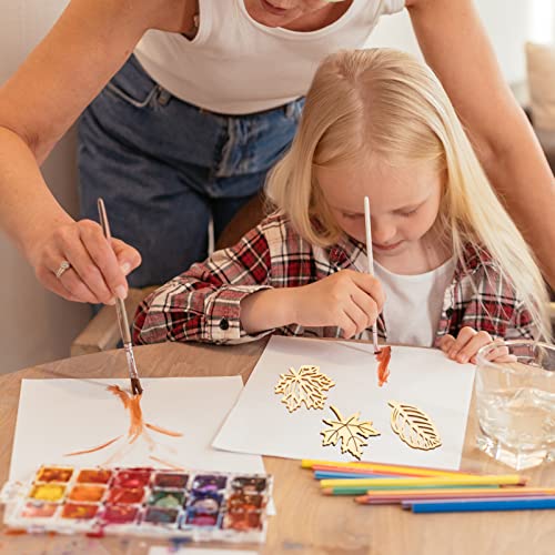 Amosfun 20PCS Wooden Maple Leaves Cutout Wood Slices Hollow Out Wood Pieces Crafts for DIY Crafting Ornament Decoration (Burlywood) Amosfun