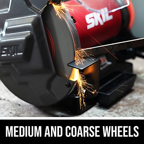 SKIL 3.0 Amp 8 In. Bench Grinder with Built-in Water Cooling Tray & LED Work Light - BI9502-00 Skil