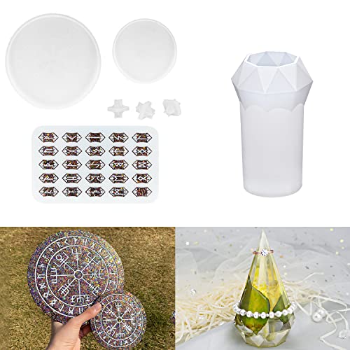 RESINWORLD Faceted Ring Cone Resin Mold Silicone + Rune Set Mold for Resin ResinWorld