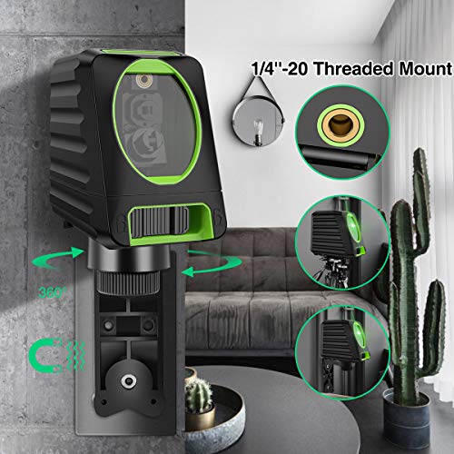 Self-leveling Laser Level - Huepar Box-1G 150ft/45m Outdoor Green Cross Line with Vertical Beam Spread Covers of 150°, Selectable Laser Lines, 360° Huepar