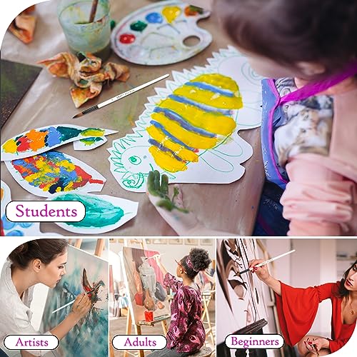 Dainayw 12 PCS Round Paint Brushes Set, Artist Brush for Acrylic Watercolor Oil Painting, Face Body Nail Art, Crafts, Canvas, Rock, Miniature Model & dainayw