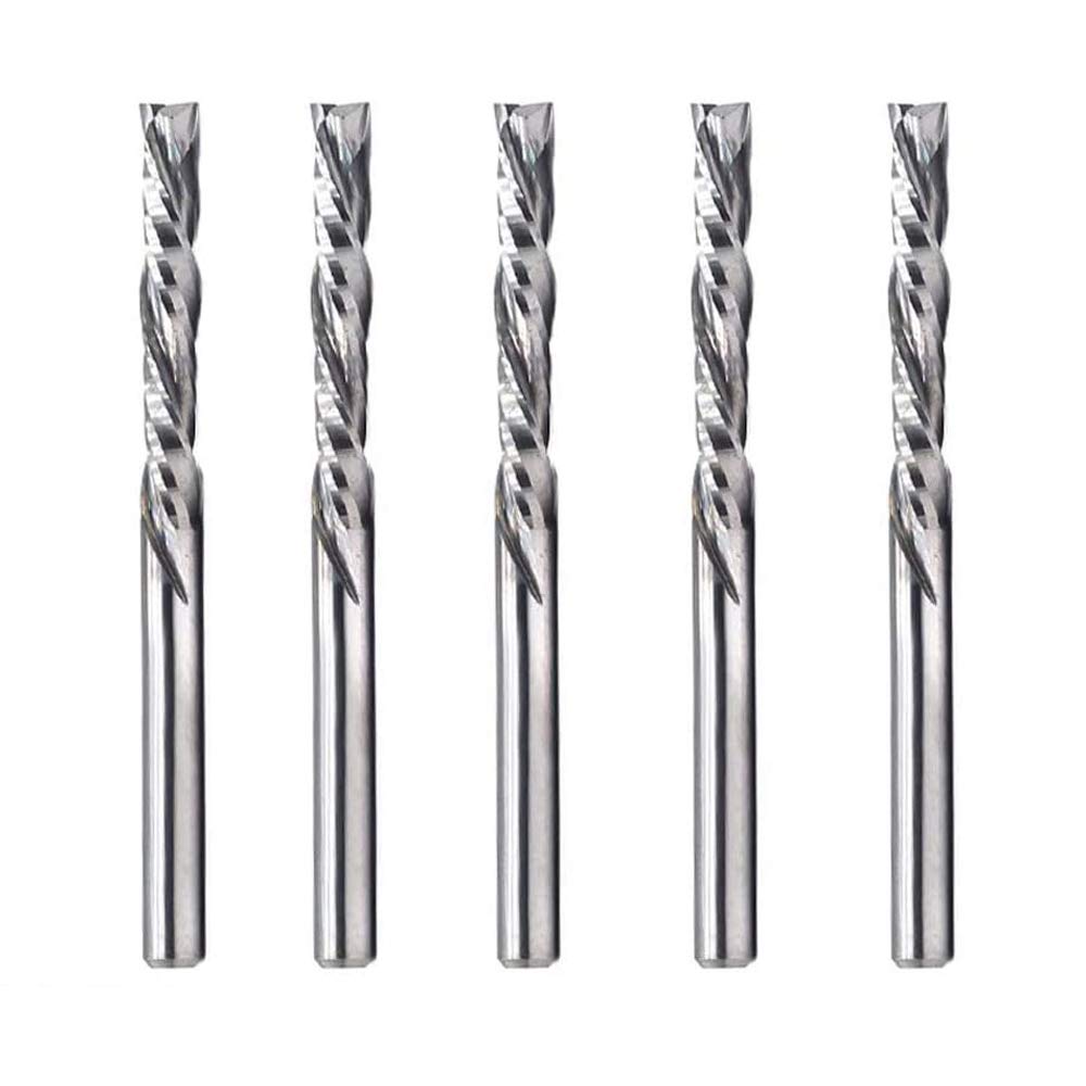 OSCARBIDE Up & Down Cut Squre Nose Carbide End Mills 1/8 Inch Shank CNC Spiral Router Bits,(3.175x22mm) 2 Flutes Milling Cutter for Wood,5 Pieces OSCARBIDE