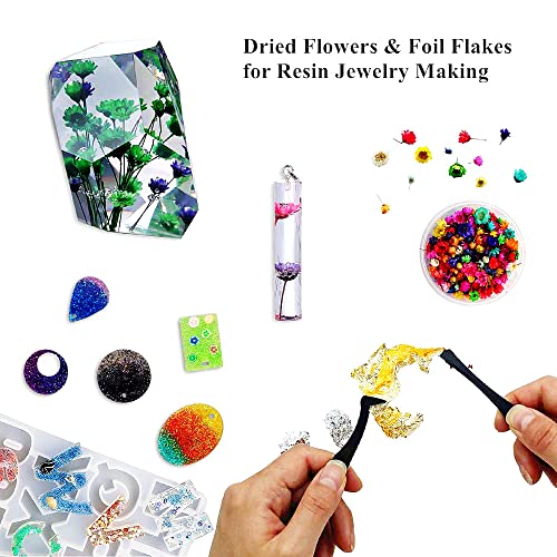 CellLuck Resin Decoration Accessories Kit for Beginners,UV Resin Jewelry Making Kit with Resin Glitter, Foil Flakes, Dried Flowers for DIY Crafts CellLuck