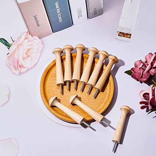 Wooden Shaker Peg Wood Screw-on Shaker Pegs 2.9 Inch Long Unfinished Wood Shaker Racks for Hanging Clothes Hats Towel and More DIY Paint Color (10 Jetec