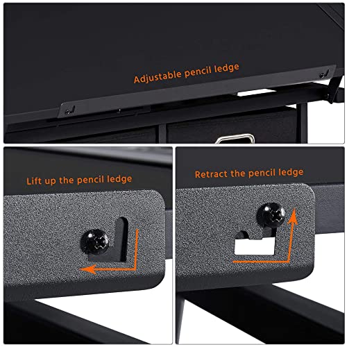 Yaheetech Art Craft Table Drawing Table Height Adjustable Drafting Desk Work Station with Tiltable Tabletop w/Stool and 2 Storage Drawers for Yaheetech