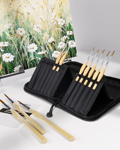 Nicpro 11 Pack Miniature Paint Brushes, Professional Fine Tip Detail Paint Brush, Artist Detail Brushes Set for Watercolor Oil Acrylic, Craft, Nicpro