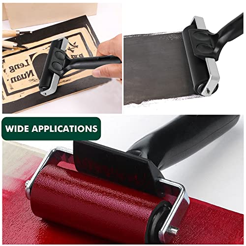 Lydia's Deal Rubber Roller Brayer for Printmaking, Ink Roller Tool Brayer Rollers for Crafting, Printing, Inking and Stamping (4-Inch, Black) Lydia's Deal