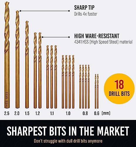 Pin Vise Small Hand Drill for Jewelry Making - Craft911 Manual Craft Drill Sharp HSS Micro Mini Twist Drill Bits Set for Resin, Rotary Tools for Craft911