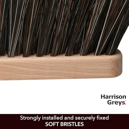 11.2" Hand Broom Soft Bristles Cleaning Brush, Dusting Brush with Wooden Handle, Handheld Car Broom, Small Counter Dust Brush, Bench Brush, Clothes Harrison Greys