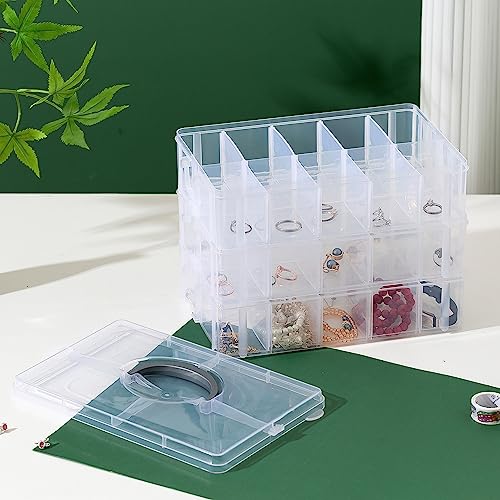 Gagee 3-Tier Craft Storage Organizer,Bead Organizer Box with 30 Adjustable Compartments,Stackable Storage Containers for Arts and Crafts, Toy, Gagee