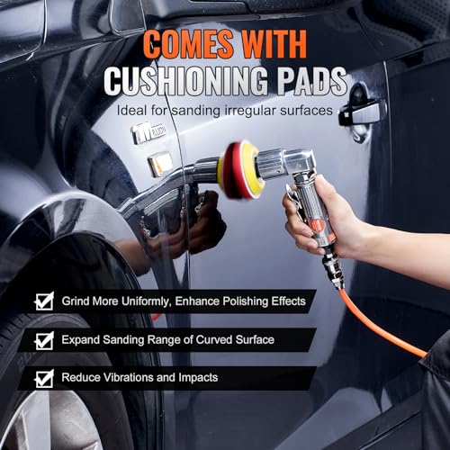 VEVOR Mini Air Sander, 1"/2"/3" Random Orbital Air Sander, 15000r/min Pneumatic Sander Polisher for Auto Body Work, 58PCS Air Powered Sander Kit with VEVOR