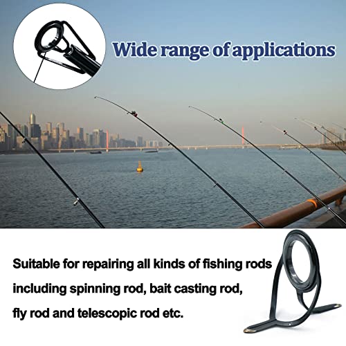 FishTrip Fishing Rod Guides Tips Repair Kit,8 Size Pole Guides and 9 Size Tips Replacement Kit with Epoxy Adhesive,Glue,Wrapping Thread and Tape for FishTrip