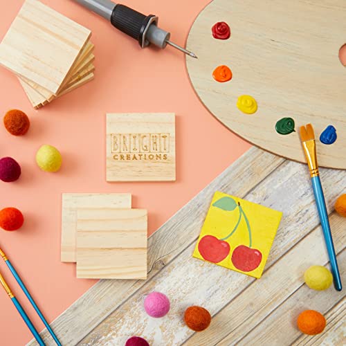 15-Pack Unfinished 3x3 Wood Squares for Crafts, Blank Wood Wooden Tiles for Wood Burning, DIY Supplies, Coasters, Cutouts, Engraving Bright Creations