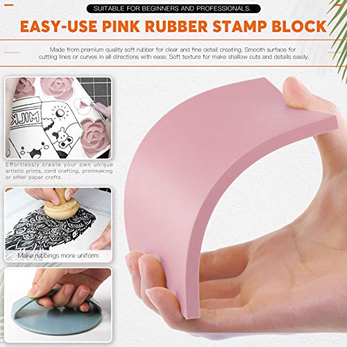 Rustark 42Pcs Rubber Stamp Making Kit, Printing Starter Tool Kit with Carving Knives,Rubber Carving Blocks,Ink Brayer Roller,Tracing Paper and More Rustark