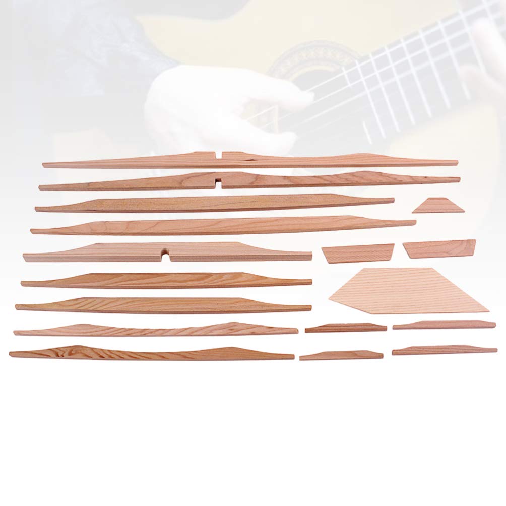 Milisten 17pcs 41 Guitar Body Parts Guitar Parts Unfinished Guitar Kit Unfinished Bass Fretboard Guitar Wood Blanks Bass Guitar Spruce Brace Wood Kit Milisten