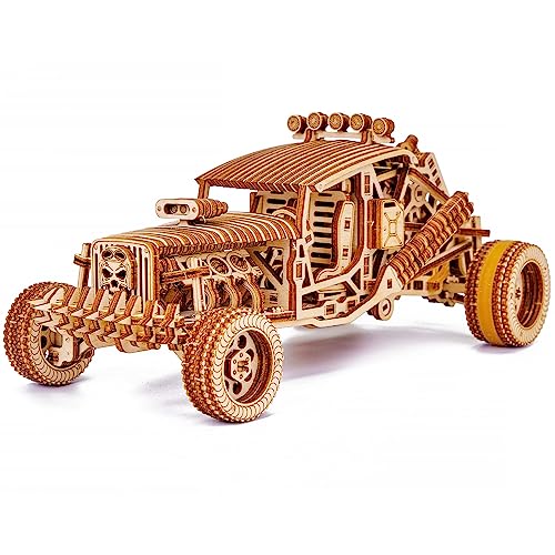 Wood Trick Mad Buggy Car 3D Wooden Puzzle for Adults and Kids to Build - Rides up to 25 feet - Detailed and Sturdy Design - Engineering DIY Wooden Wood Trick