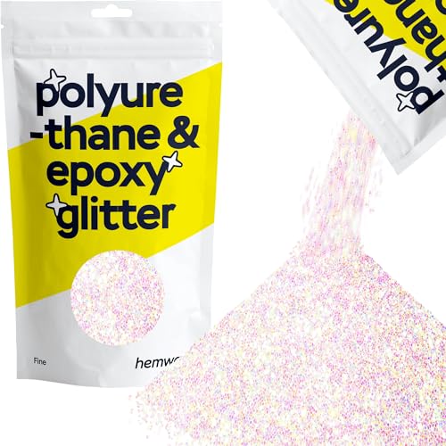 Hemway Polyurethane & Epoxy Resin Glitter 100g / 3.5oz Metallic Crystal Flake Additive for Flooring Jewelry Tumblers Glass Pigment - Fine (1/64" Hemway