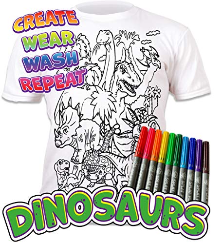 Splat Planet Color in Dinosaur T-Shirt with 10 Non-Toxic Magic Pens color your own t shirt - Color in and Wash Out and Color in Again T-Shirt Splat Planet