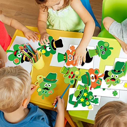chiazllta 36 Packs St. Patrick's Day Craft Kits DIY Shamrock Art Craft for Preschool Kids, St. Patrick’s Day Make Your Own Shamrock Paper Craft Set chiazllta