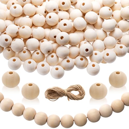 Foraineam 500 Pieces 20mm Natural Wood Beads Unfinished Round Wooden Loose Beads Wood Spacer Beads for Craft Making Foraineam