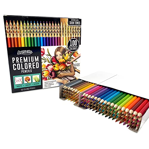 ArtSkills Artist Colored Pencils Set, Colored Pencils for Adult Coloring Books, Drawing, Sketching, 100-Count ArtSkills