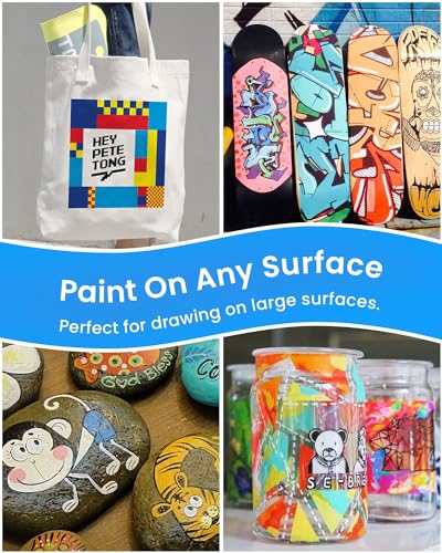 BIGTHUMB Jumbo Graffiti Poster Markers Set: 12 Colors Large15mm Wide Tip Permanent Ink Thick Acrylic Paint Pens for Rock Painting, Stone, Glass, BIGTHUMB