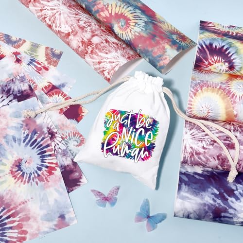 Tintnut Tie Dye Infusible Ink Transfer Sheets - 12 Sheets 12"x10", Seamless Colorful Sublimation Transfer Paper Bundle Compatible with Cricut for DIY Tintnut
