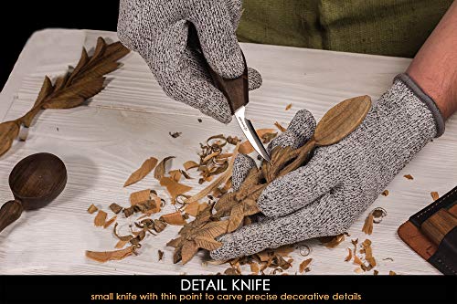 Wood Carving Tools Set for Spoon Carving Kit 3 Knives in Tools Roll Leather Strop and Polishing Compound Spoon Carving Tools Hook Sloyd Detail Knife BeaverCraft