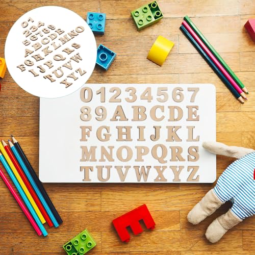 VILLCASE Mini Wood Letters and Numbers, Unfinished Wooden Alphabet Letter Slices, Wood Pieces DIY Wooden Numbers Blank Letters Spelling Educational VILLCASE