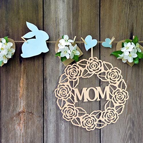 PartyKindom 10pcs Mother's Day Pendant Wooden Embellishments Mother s Day Party Decor Unfinished Wood Cutouts decoraciones para salas de casa Wreath PartyKindom