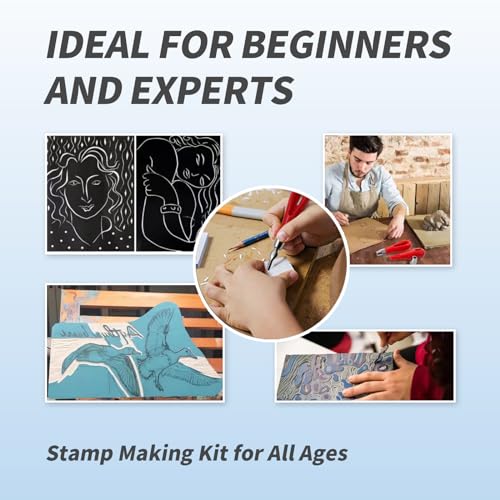 Stamp Making Kit for Adults Stamp Carving Tool Set Wood Carving Kit Carving Tool with 6 Blades Rubber Stamp Making Tools for Printmaking and DIY BRBASAP