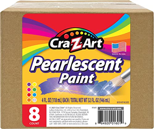 Cra-Z-art Washable Pearlescent Paint Bulk Pack 8ct, Assorted Colors 4oz each bottle Cra-Z-Art