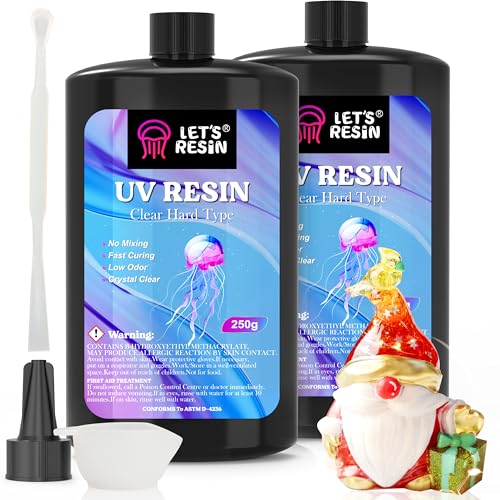 LET'S RESIN UV Resin, Upgraded 500g Crystal Clear UV Resin Hard, Low Odor Ultraviolet Epoxy Resin, UV Light Cure Solar Sunlight Activated Glue for LET'S RESIN