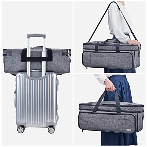 HOMEST Double Layer Carrying Case with Mat Pocket for Cricut Explore Air 2, Cricut Maker, Grey HOMEST