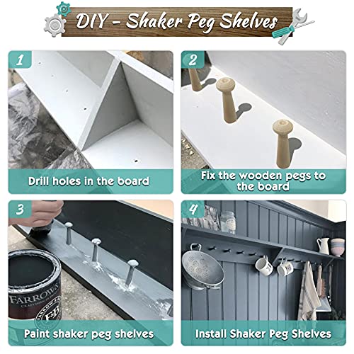 Panesor 28PCS Wooden Shaker Pegs, Solid Unfinished Wood Shaker Racks for Hanging Coat Hat Bags and More DIY Paint Color（3.2 in, 20 PCS, 2.3 in,8 PCS