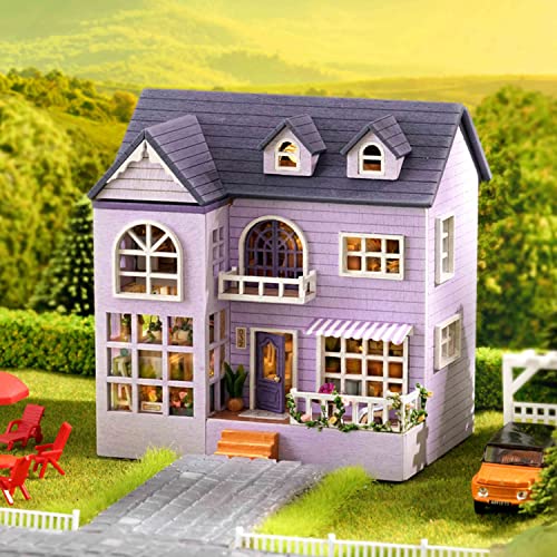Roroom DIY Miniature and Furniture Dollhouse Kit,Mini 3D Wooden Doll House Craft Model with LED,Creative Room Idea for Valentine's Day Birthday Roroom