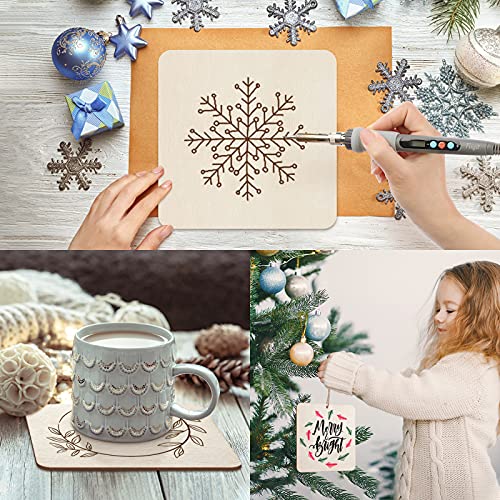 Fuyit Unfinished Wood Pieces, 50Pcs 6 x 6 Inch Blank Natural Wood Square Wooden Cutouts Board for DIY Crafts Painting, Scrabble Tiles, Coasters, Fuyit