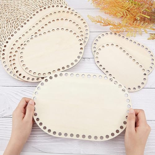 STOBOK 3pcs Wooden Basket Bottoms for Knitting Wooden Basket Bottom Basket Bottom for Crochet for Crochet Unfinished Wooden Round Weaving Knitting STOBOK