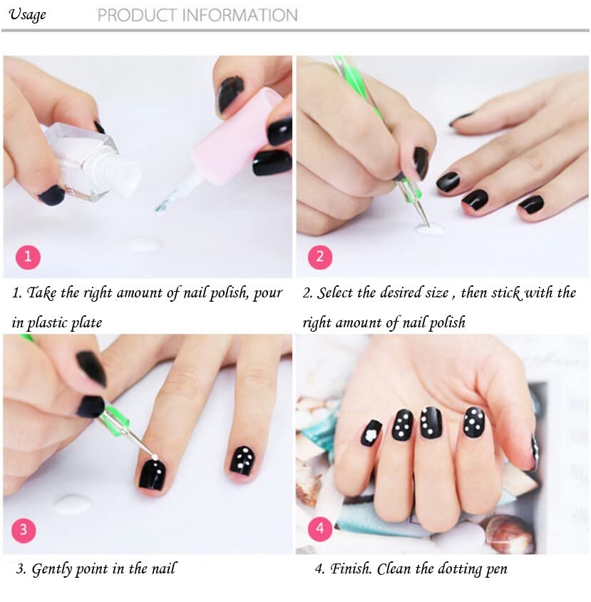 20pc Nail Art Painting Brush Pen Tools Kit UV Gel Building Drawing Linering Brushes Set Mandala Nail Dotting Pens (Pink) Lifextol