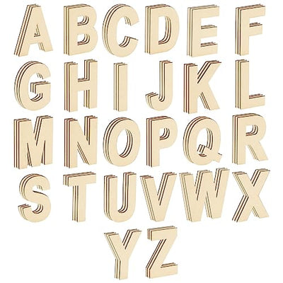 83 Piece Wooden Letters for Crafts, 4-Inch Alphabet Cutouts for DIY Painting, Crafts, Wall Decorations