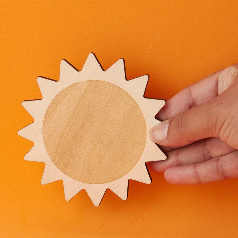 Pack of 24 Unfinished Wood Sun Cutouts by Factory Direct Craft - Blank Wooden Outer Space Solar System Suns Shapes Made in USA for Scouts, Camps, Factory Direct Craft